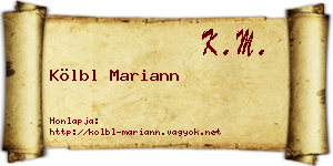 Kölbl Mariann névjegykártya
